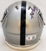Fred Biletnikoff Autographed Oakland Raiders Flash Gray Speed Mini Helmet Beckett BAS Witness Stock #208233