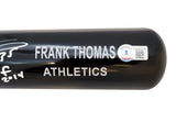 Frank Thomas Autographed Black Rawlings Game Model Bat Oakland A's Engraving "HOF 2014" Beckett BAS Witness Stock #208243
