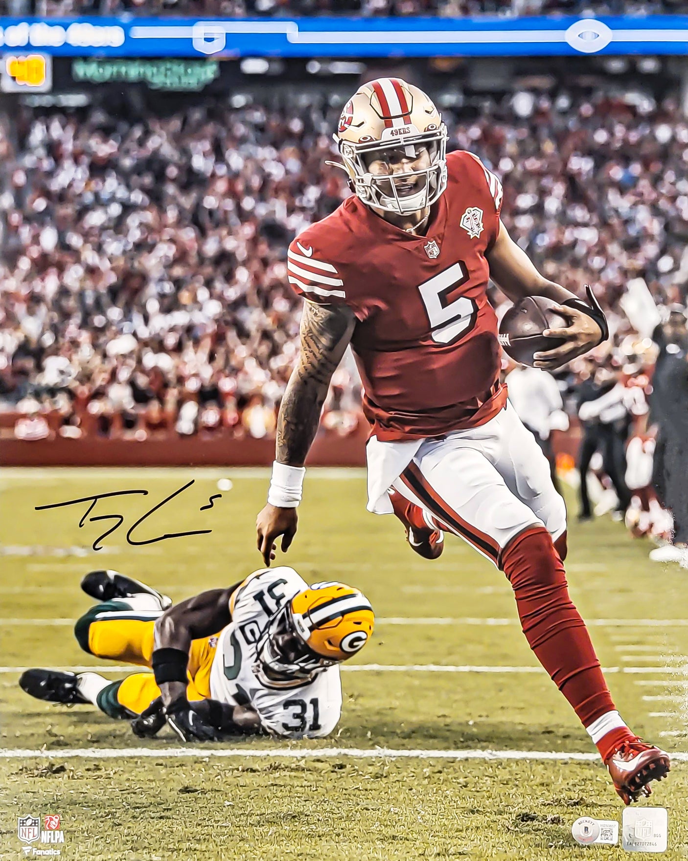 Trey Lance Autographed 16x20 Photo San Francisco 49ers Beckett BAS Witness Stock #208244