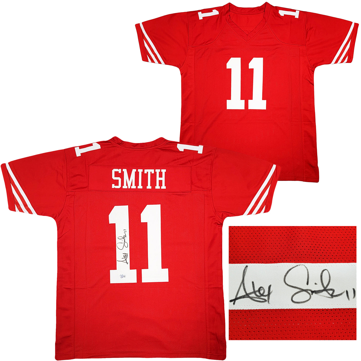 San Francisco 49ers Alex Smith Autographed Red Jersey Beckett BAS Witness Stock #208237