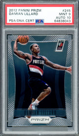 Damian Lillard Autographed 2012-13 Panini Prizm Rookie Card #245 Portland Trail Blazers PSA 9 Auto Grade Gem Mint 10 On Card PSA/DNA #64838043