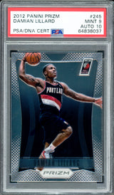 Damian Lillard Autographed 2012-13 Panini Prizm Rookie Card #245 Portland Trail Blazers PSA 9 Auto Grade Gem Mint 10 On Card PSA/DNA #64838037