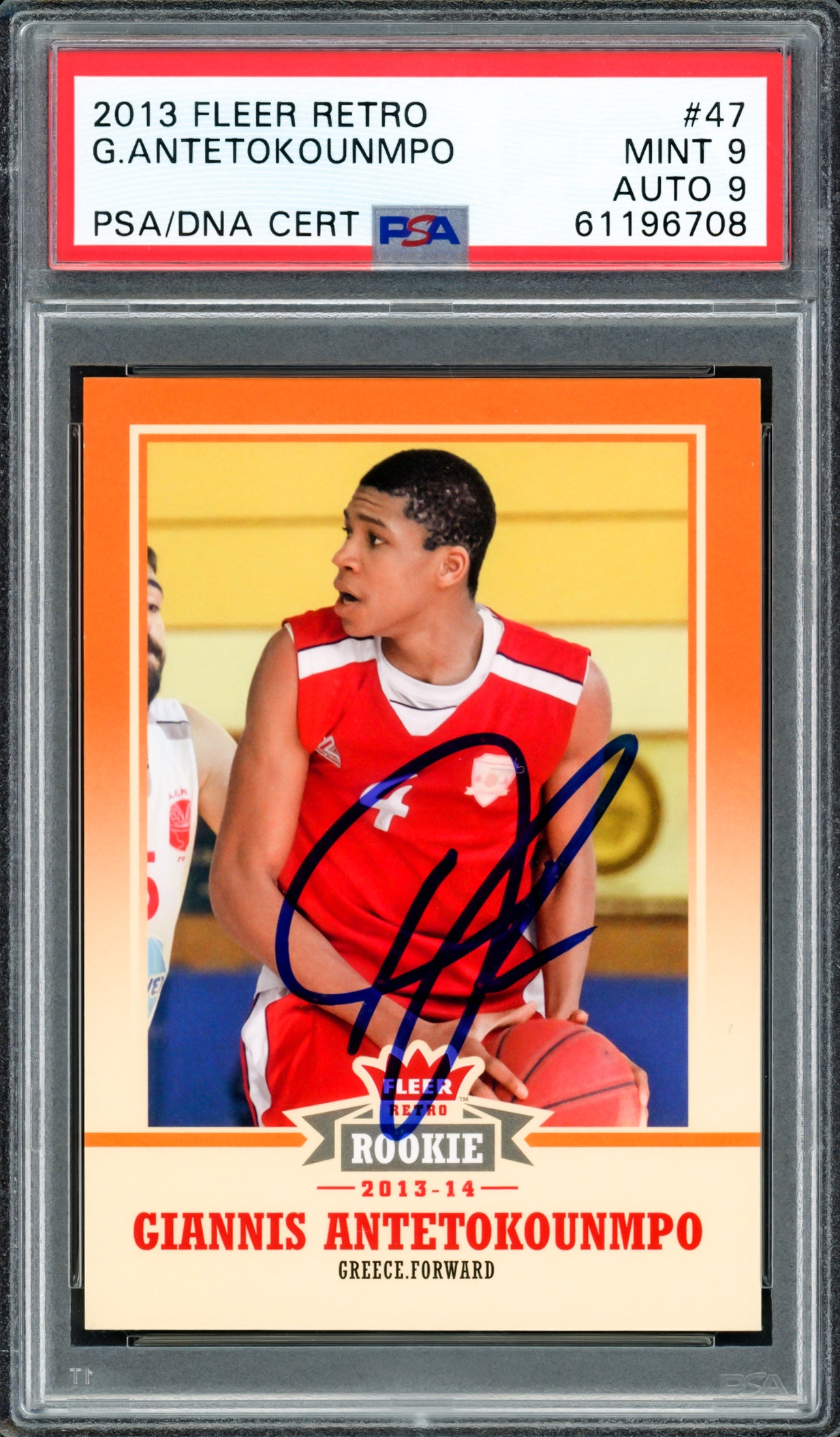 Giannis Antetokounmpo Autographed 2013 Fleer Retro Rookie Card #47 Milwaukee Bucks PSA 9 Auto Grade Mint 9 PSA/DNA #61196708