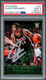 Giannis Antetokounmpo Autographed 2013 Panini Rookie Card #194 Milwaukee Bucks PSA 9 Auto Grade Mint 9 PSA/DNA #61196820