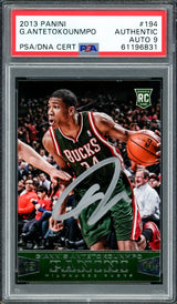 Giannis Antetokounmpo Autographed 2013 Panini Rookie Card #194 Milwaukee Bucks Auto Grade Mint 9 PSA/DNA #61196831