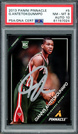 Giannis Antetokounmpo Autographed 2013 Panini Pinnacle Rookie Card #5 Milwaukee Bucks PSA 8 Auto Grade Gem Mint 10 PSA/DNA #61197024