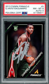 Giannis Antetokounmpo Autographed 2013 Panini Pinnacle Rookie Card #5 Milwaukee Bucks PSA 8 Auto Grade Mint 9 PSA/DNA #61196971