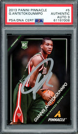Giannis Antetokounmpo Autographed 2013 Panini Pinnacle Rookie Card #5 Milwaukee Bucks Auto Grade Mint 9 PSA/DNA #61197008
