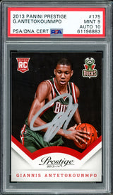Giannis Antetokounmpo Autographed 2013 Panini Prestige Rookie Card #175 Milwaukee Bucks PSA 9 Auto Grade Gem Mint 10 PSA/DNA #61196883