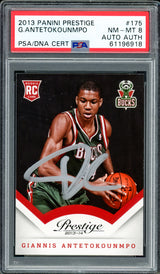 Giannis Antetokounmpo Autographed 2013 Panini Prestige Rookie Card #175 Milwaukee Bucks PSA 8 PSA/DNA #61196918