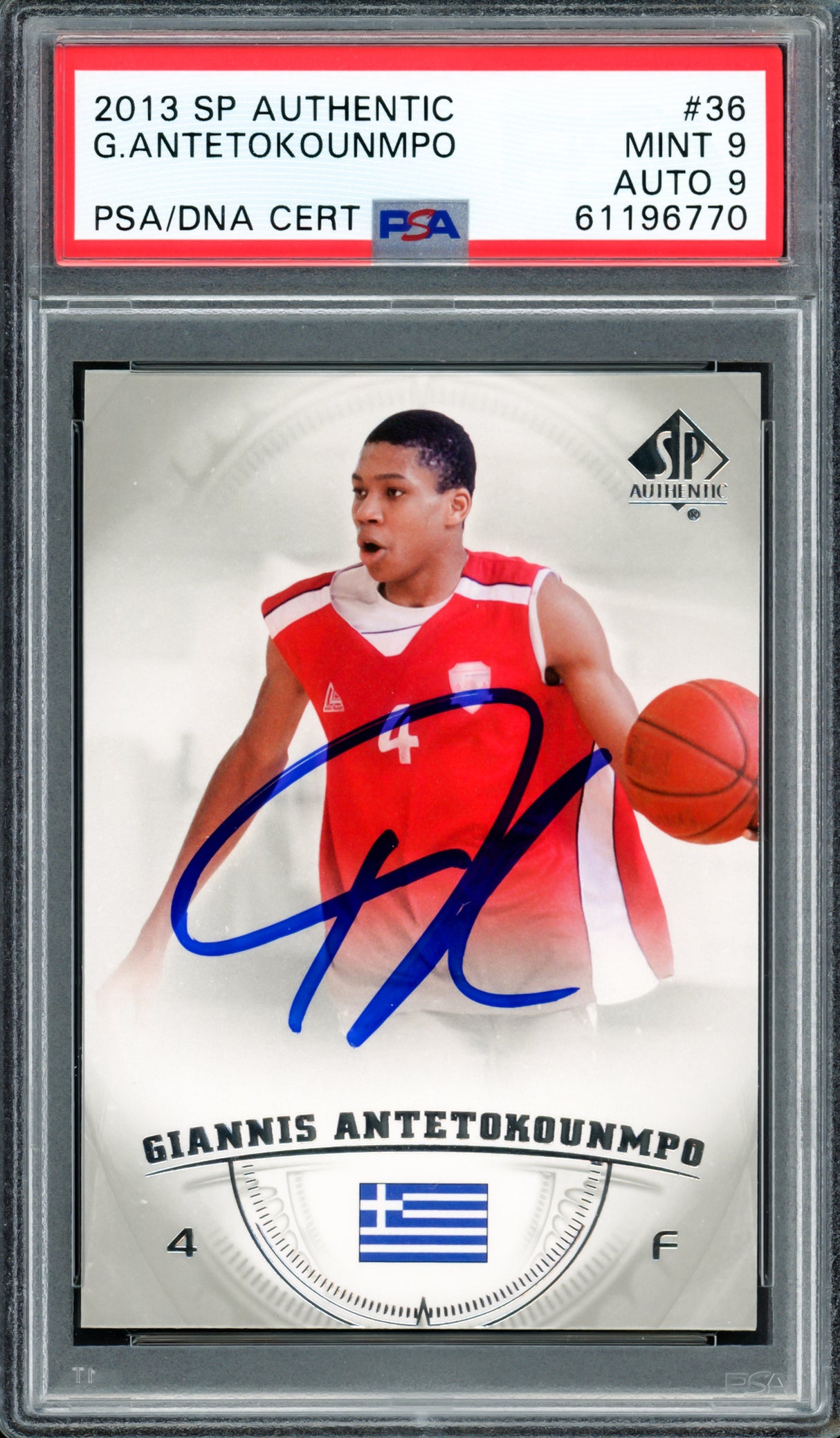 Giannis Antetokounmpo Autographed 2013 SP Authentic Rookie Card #36 Milwaukee Bucks PSA 9 Auto Grade Mint 9 PSA/DNA #61196770