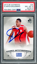 Giannis Antetokounmpo Autographed 2013 SP Authentic Rookie Card #36 Milwaukee Bucks PSA 8 Auto Grade Mint 9 PSA/DNA #61196773