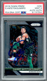 Giannis Antetokounmpo Autographed 2018 Panini Prizm Card #296 Milwaukee Bucks PSA 9 PSA/DNA Stock #208484