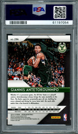 Giannis Antetokounmpo Autographed 2018 Panini Prizm Card #296 Milwaukee Bucks PSA 9 PSA/DNA Stock #208484