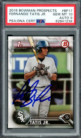 Fernando Tatis Jr. Autographed 2016 Bowman Prospects Rookie Card #BP17 San Diego Padres PSA 10 Auto Grade Mint 9 PSA/DNA #62841238