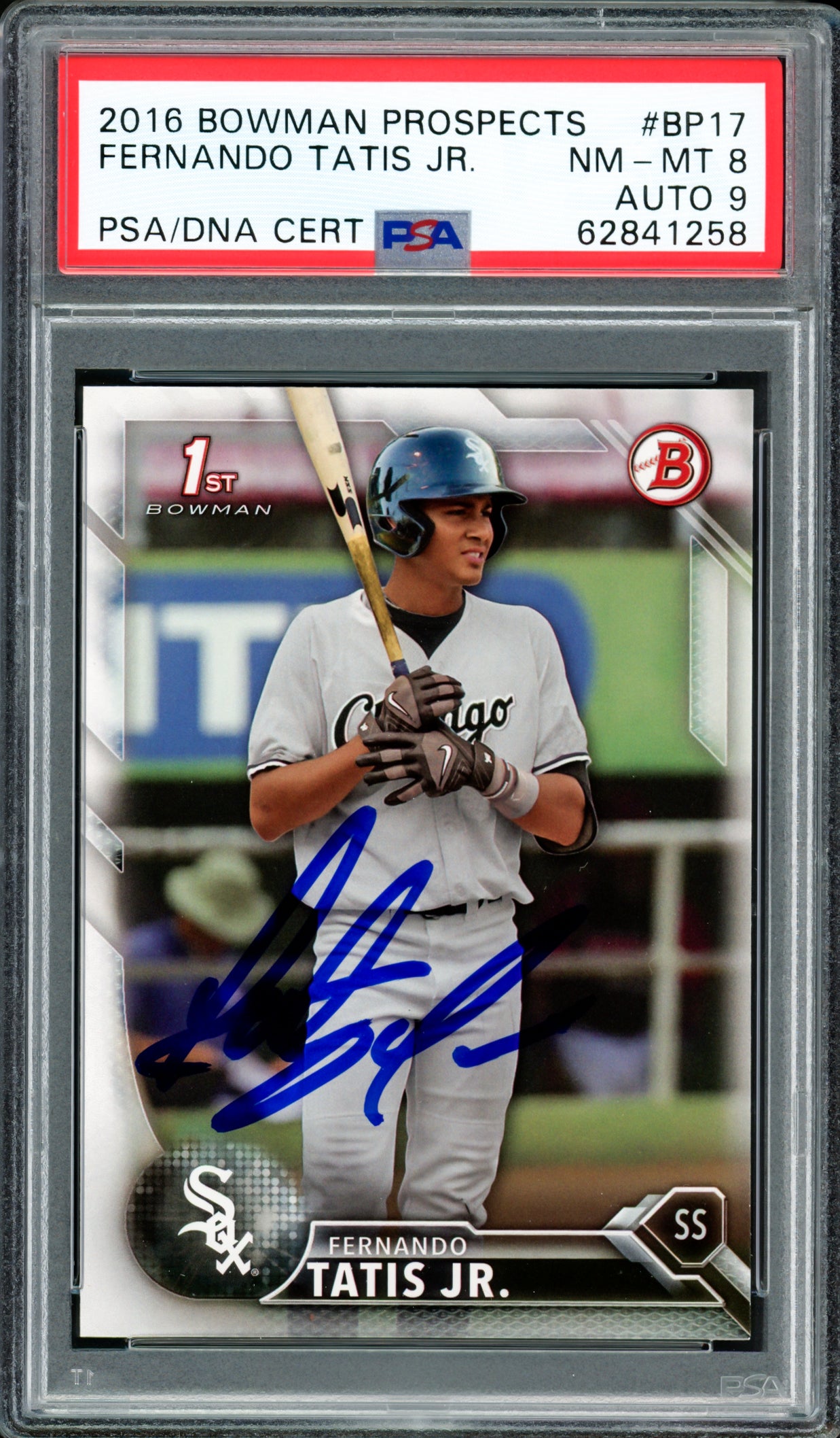Fernando Tatis Jr. Autographed 2016 Bowman Prospects Rookie Card #BP17 San Diego Padres PSA 8 Auto Grade Mint 9 PSA/DNA #62841258