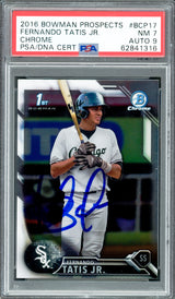 Fernando Tatis Jr. Autographed 2016 Bowman Chrome Prospects Rookie Card #BCP17 San Diego Padres PSA 7 Auto Grade Mint 9 PSA/DNA #62841316