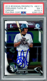 Fernando Tatis Jr. Autographed 2016 Bowman Chrome Prospects Rookie Card #BCP17 San Diego Padres PSA 7 Auto Grade Mint 9 PSA/DNA #62841332