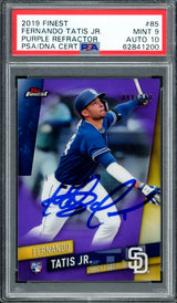 Fernando Tatis Jr. Autographed 2019 Topps Finest Purple Refractor Rookie Card #85 San Diego Padres PSA 9 Auto Grade Gem Mint 10 #99/250 PSA/DNA #62841200