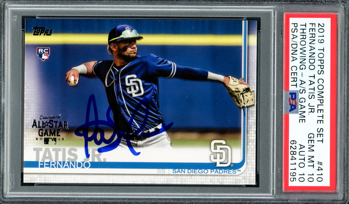 Fernando Tatis Jr. Autographed 2019 Topps Complete Set All Star Rookie Card #410 San Diego Padres PSA 10 Auto Grade Gem Mint 10 Pop 1 PSA/DNA #62841195