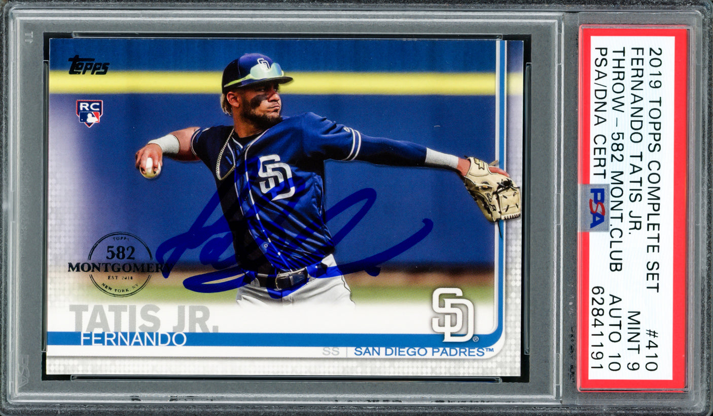 Fernando Tatis Jr. Autographed 2019 Topps Complete Set Montgomery Club Rookie Card #410 San Diego Padres PSA 9 Auto Grade Gem Mint 10 Highest Graded PSA/DNA #62841191