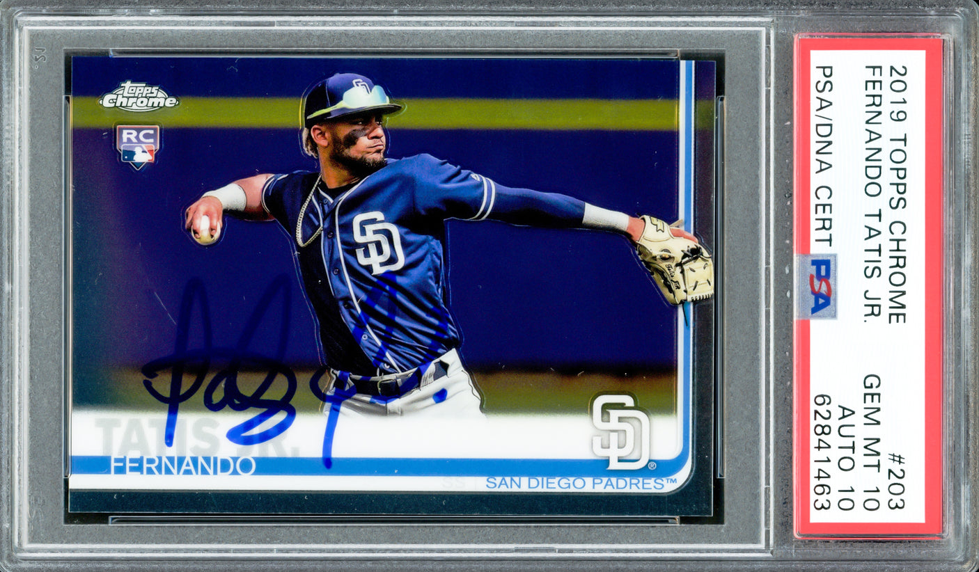 Fernando Tatis Jr. Autographed 2019 Topps Chrome Rookie Card #203 San Diego Padres PSA 10 Auto Grade Gem Mint 10 PSA/DNA #62841463