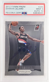Damian Lillard Autographed 2012-13 Panini Prizm Rookie Card #245 Portland Trail Blazers PSA 9 Auto Grade Gem Mint 10 On Card PSA/DNA #64838045