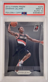 Damian Lillard Autographed 2012-13 Panini Prizm Rookie Card #245 Portland Trail Blazers PSA 9 Auto Grade Gem Mint 10 On Card PSA/DNA #64838037