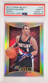 Damian Lillard Autographed 2012-13 Panini Select Silver Prizm Rookie Card #150 Portland Trail Blazers PSA 9 Auto Grade Gem Mint 10 On Card Highest Graded PSA/DNA #64838066