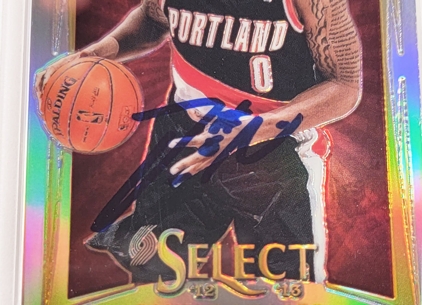 Damian Lillard Autographed 2012-13 Panini Select Silver Prizm Rookie Card #150 Portland Trail Blazers PSA 8 Auto Grade Gem Mint 10 On Card PSA/DNA #64838068