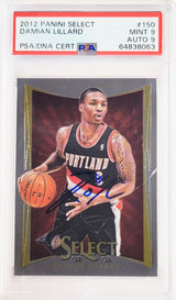 Damian Lillard Autographed 2012 Panini Select Rookie Card #150 Portland Trail Blazers PSA 9 Auto Grade Mint 9 On Card PSA/DNA #64838063