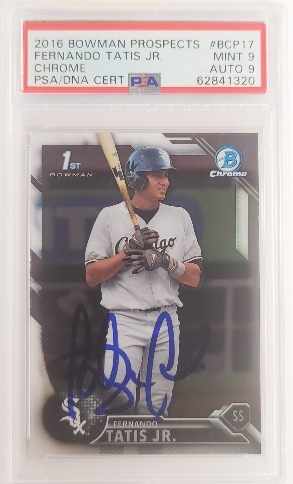 Fernando Tatis Jr. Autographed 2016 Bowman Chrome Prospects Rookie Card #BCP17 San Diego Padres PSA 9 Auto Grade Mint 9 PSA/DNA #62841320