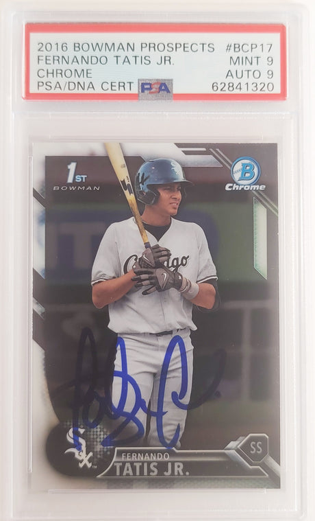 Fernando Tatis Jr. Autographed 2016 Bowman Chrome Prospects Rookie Card #BCP17 San Diego Padres PSA 9 Auto Grade Mint 9 PSA/DNA #62841320