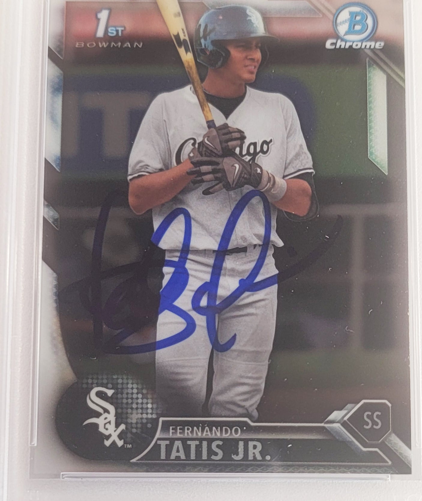 Fernando Tatis Jr. Autographed 2016 Bowman Chrome Prospects Rookie Card #BCP17 San Diego Padres PSA 7 Auto Grade Mint 9 PSA/DNA #62841316