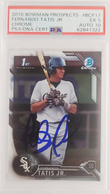 Fernando Tatis Jr. Autographed 2016 Bowman Chrome Prospects Rookie Card #BCP17 San Diego Padres PSA 5 Auto Grade Gem Mint 10 PSA/DNA #62841322