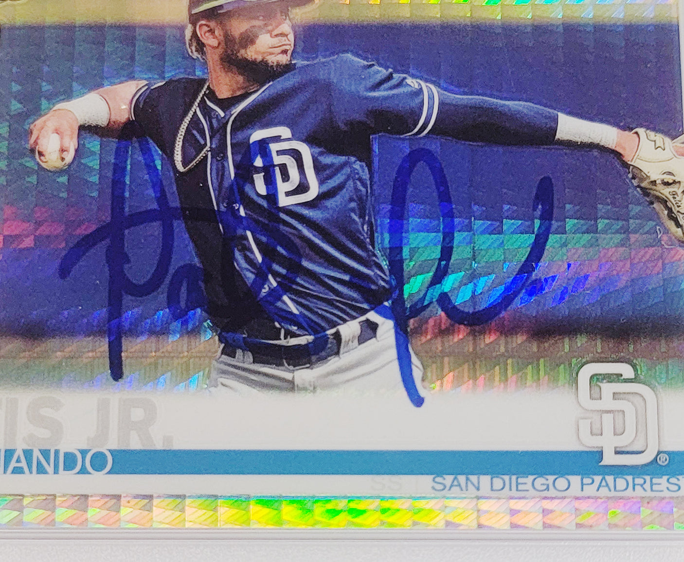 Fernando Tatis Jr. Autographed 2019 Topps Chrome Prism Refractor Rookie Card #203 San Diego Padres PSA 10 Auto Grade Gem Mint 10 PSA/DNA #62841156