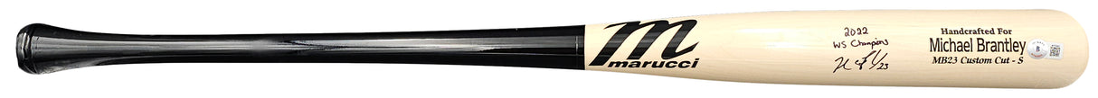 Michael Brantley Autographed Blonde Marucci Player Model Bat Houston Astros "2022 WS Champions" Beckett BAS Witness Stock #220446