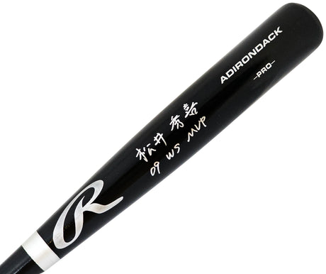 Hideki Matsui Autographed Black Rawlings Adirondack Pro Bat New York Yankees "09 WS MVP" Signed in Japanese Beckett BAS Witness Stock #220463