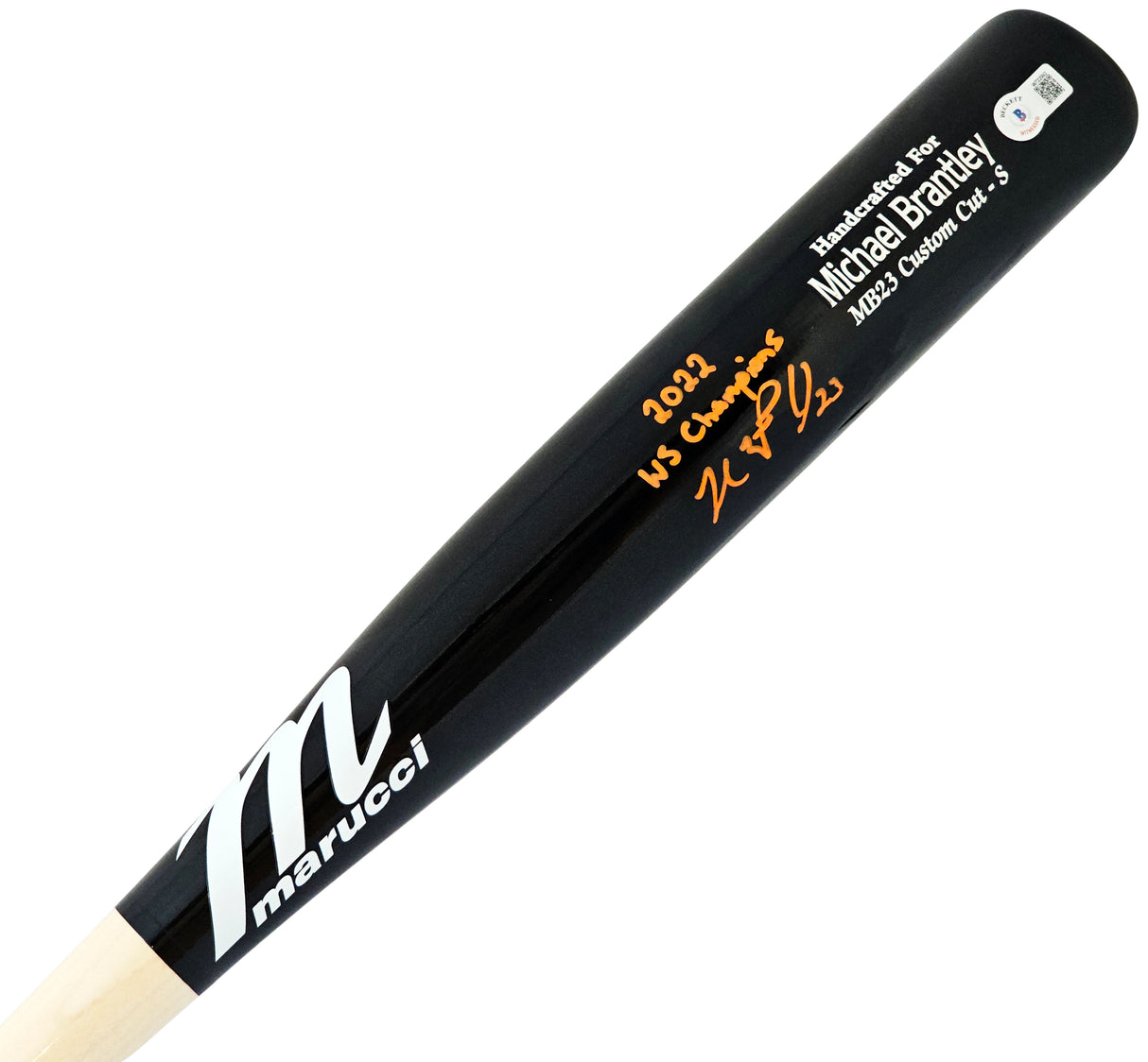 Michael Brantley Autographed Black Marucci Player Model Bat Houston Astros "2022 WS Champions" Beckett BAS Witness Stock #220444