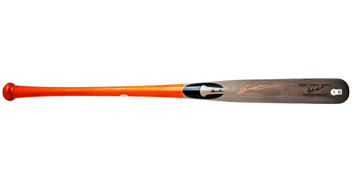 Gunnar Henderson Autographed Gray Chandler Player Model Bat Baltimore Orioles Beckett BAS Witness Stock #220503