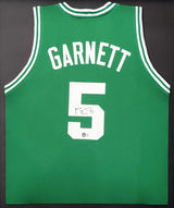 Boston Celtics Kevin Garnett Autographed Framed Green Jersey Beckett BAS QR Stock #208170