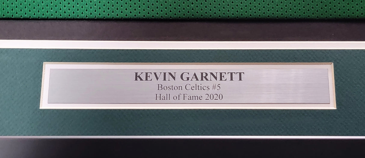Boston Celtics Kevin Garnett Autographed Framed Green Jersey Beckett BAS QR Stock #208170
