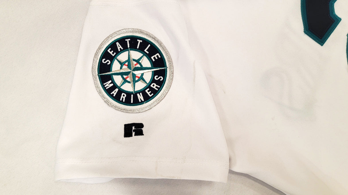 Seattle Mariners Bret Boone Autographed White Game Used 2003 Russell Jersey Size 46 Beckett BAS #BD47905