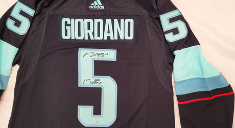 Seattle Kraken Mark Giordano Autographed Blue Adidas Authentic Jersey Size 54 With 2021-22 Inaugural Patch "1st Sea Captain" Fanatics Holo #B389979