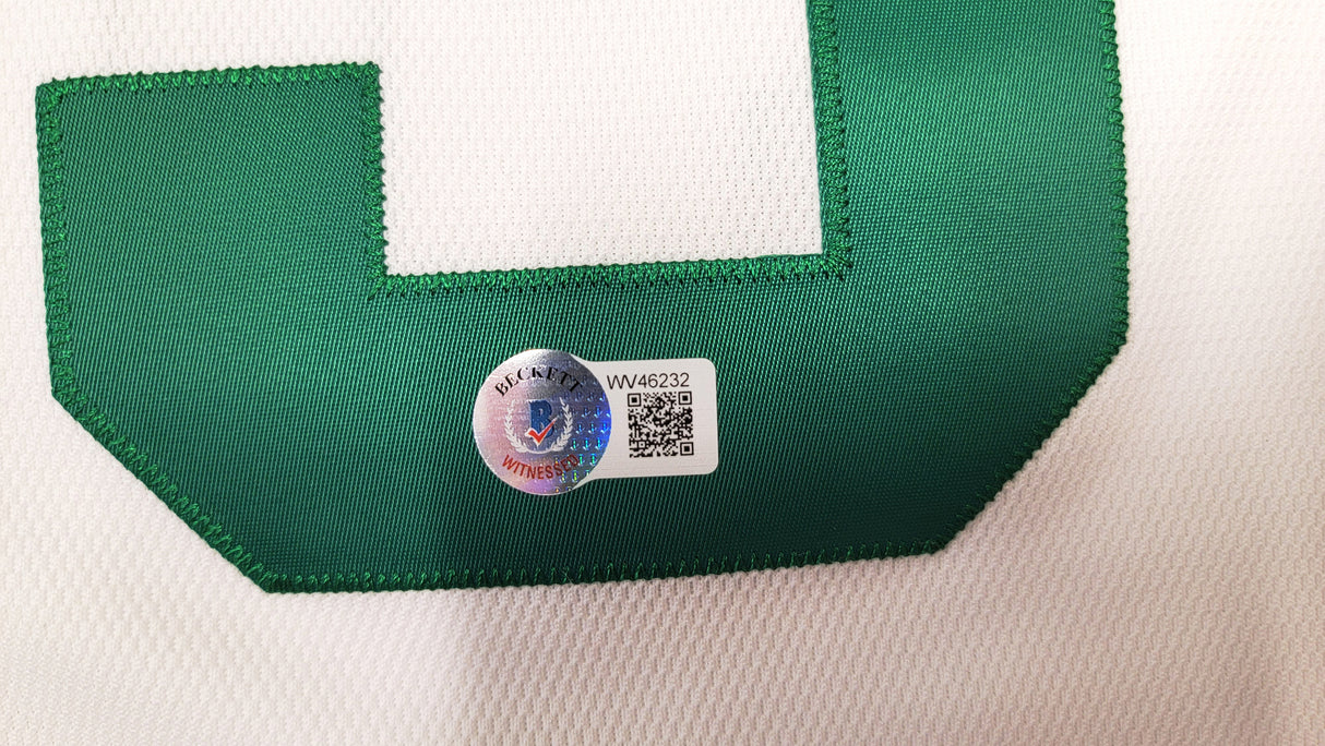 Boston Celtics Kevin Garnett Autographed White Mitchell & Ness 2007-08 Hardwood Classics NBA Finals Patch Jersey Size M Beckett BAS Witness #WV46232