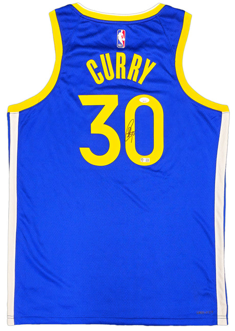 Golden State Warriors Stephen Curry Autographed Blue Nike Swingman Icon Edition Jersey Size 48 JSA Stock #234044