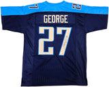 Tennessee Titans Eddie George Autographed Blue Jersey Beckett BAS Witness Stock #234537