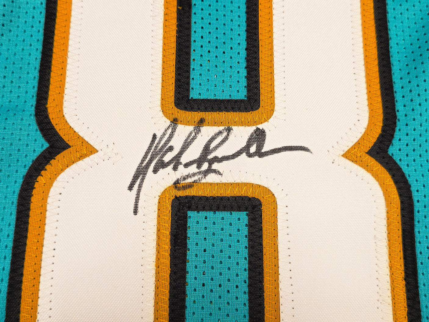 Jacksonville Jaguars Mark Brunell Autographed Teal Stat Jersey Beckett BAS QR Stock #234539