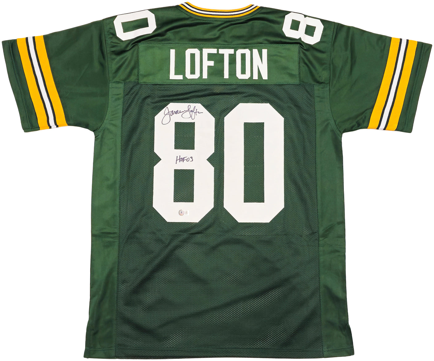 Green Bay Packers James Lofton Autographed Green Jersey "HOF 03" Beckett BAS Witness Stock #234506