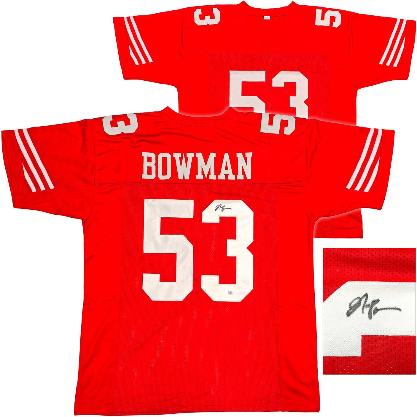 San Francisco 49ers NaVorro Bowman Autographed Red Jersey Beckett BAS QR Stock #234529